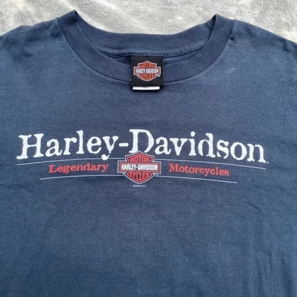 Harley Davidson Shirt Men’s Large Short Sleeve Shenandoah Staunton VA Blue Read - Picture 2 of 6